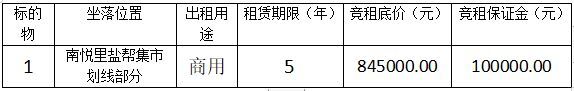 自貢高鑫時代商業管理有限公司南悅里鹽幫集市劃線部分租賃權競租公告